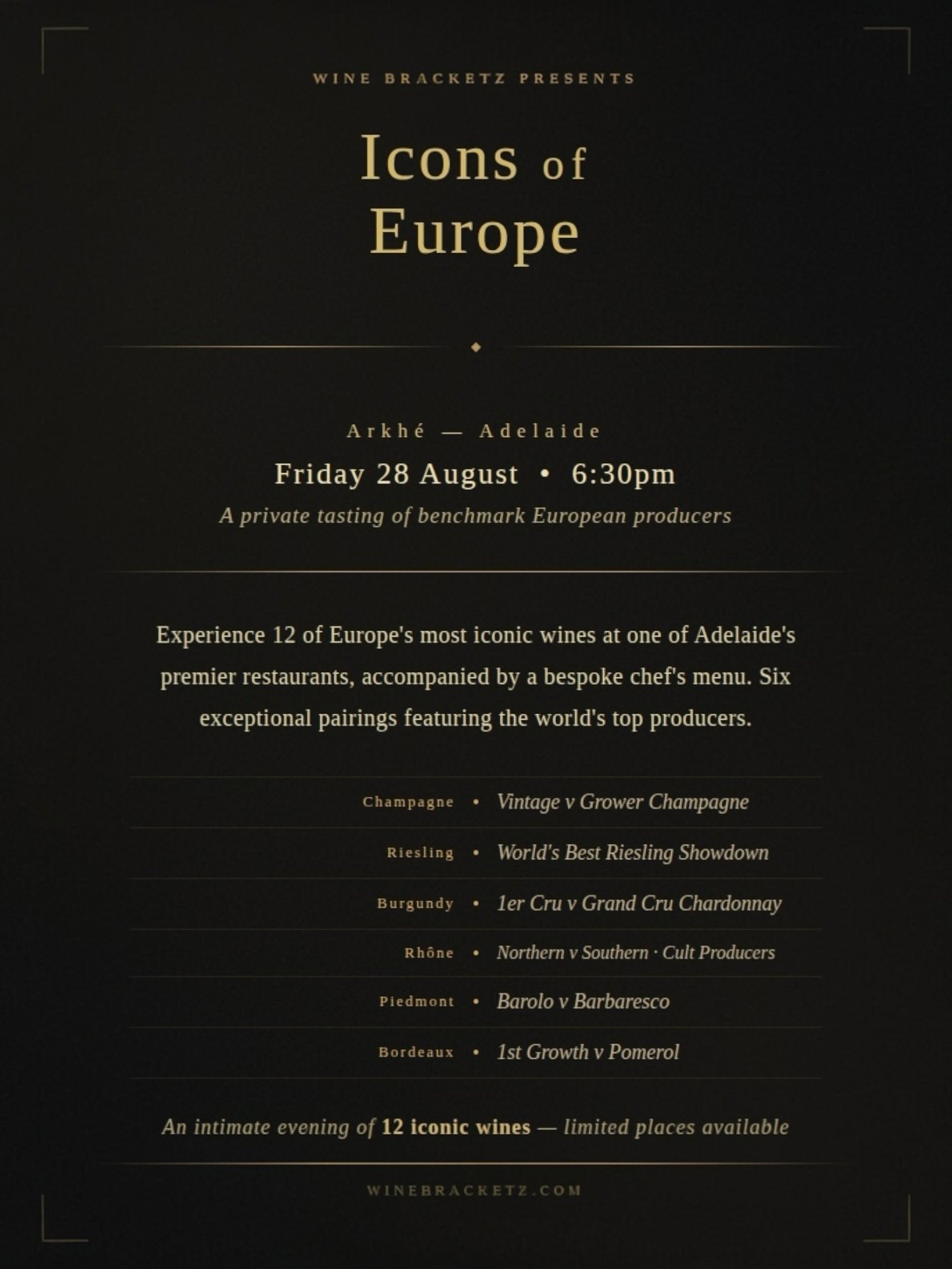 Wine Night - Icons of Europe - Friday August 28